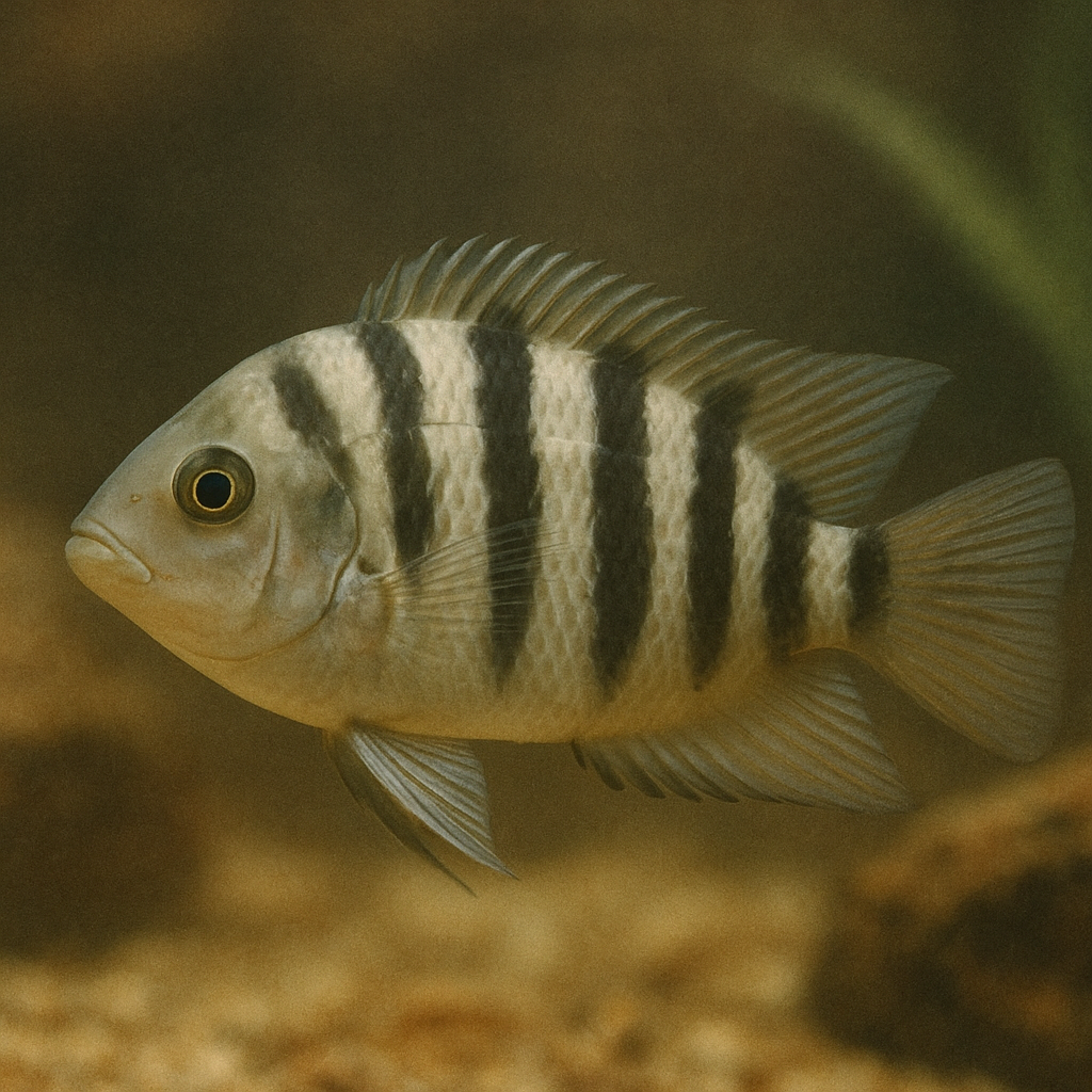 Vintage-style Convict Cichlid